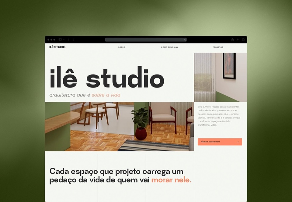 Página inicial do site do Ilê Studio